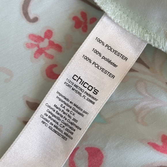 Chico's Pastel Paisley Blouse Size 3 large soft pastels button up sleeve - Picture 16 of 16